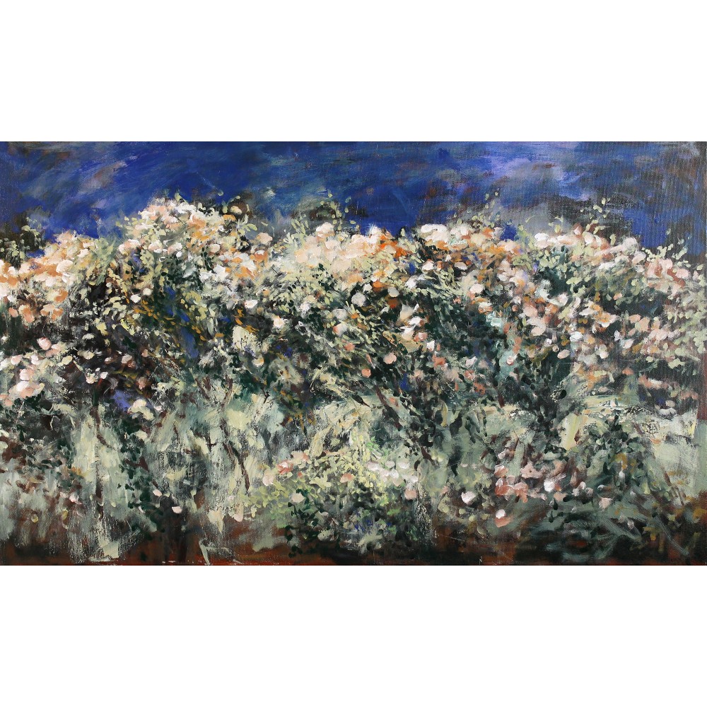 Tufa de trandafiri 6 - pictură în ulei pe pânză, artist Cristian Porumb